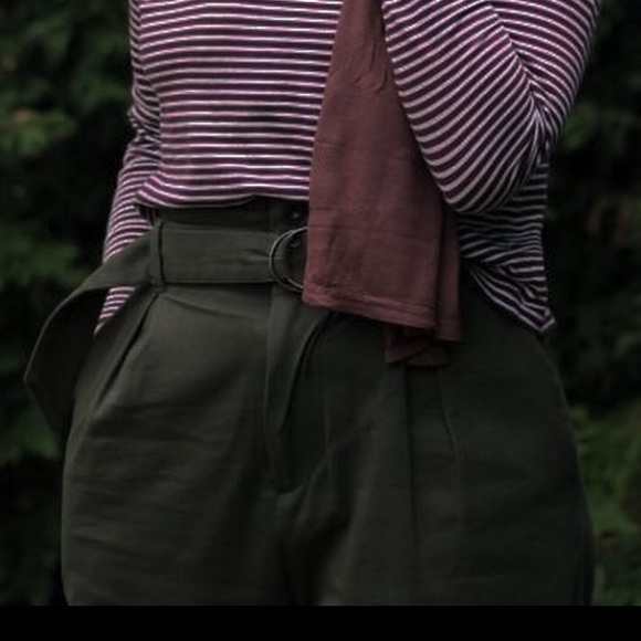 SOLD Cotton straight leg Jennifer Glasgow dark green pants - Picture 1 of 5